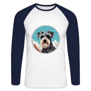 Mittelschnauzer Hunderasse Cartoon Kawaii Watercolo - Unisex Baseballshirt langarm - Weiß/Navy - Vorne - Nik (191cm)