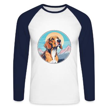 Majestic Tree Hound Dog Breed Cartoon Kawaii Water - Unisex Long Sleeve Baseball T-Shirt - white/navy - Front - Nik (191cm)