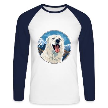 Maremma Sheepdog Dog Breed Cartoon Kawaii Watercol - Unisex Long Sleeve Baseball T-Shirt - white/navy - Front - Nik (191cm)