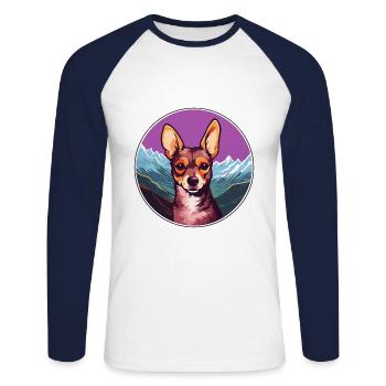 Peruvian Inca Orchid Dog Breed Cartoon Kawaii Wate - Unisex Long Sleeve Baseball T-Shirt - white/navy - Front - Nik (191cm)