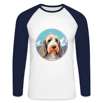 Petit Basset Griffon Vendeen Hunderasse Cartoon Kaw - Unisex Baseballshirt langarm - Weiß/Navy - Vorne - Nik (191cm)