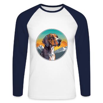 Plott Hund Hund Rasse Cartoon Kawaii Aquarell - Unisex Baseballshirt langarm - Weiß/Navy - Vorne - Nik (191cm)