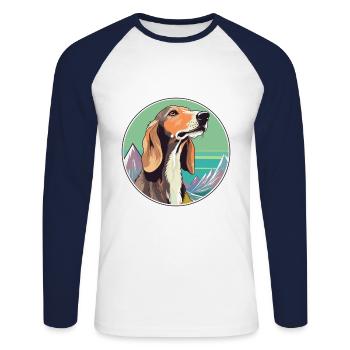 Saluki Dog Breed Cartoon Kawaii Watercolor - Unisex Long Sleeve Baseball T-Shirt - white/navy - Front - Nik (191cm)