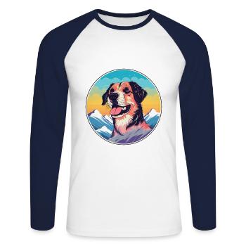 Sapsali Dog Breed Cartoon Kawaii Watercolor - Unisex Long Sleeve Baseball T-Shirt - white/navy - Front - Nik (191cm)