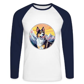 Schweizer Laufhund Dog Breed Cartoon Kawaii Waterc - Unisex Long Sleeve Baseball T-Shirt - white/navy - Front - Nik (191cm)