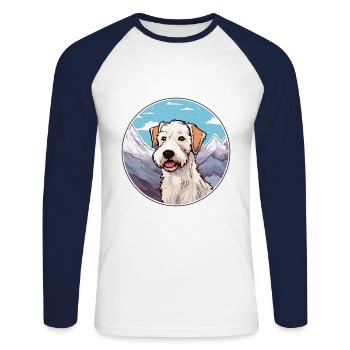 Sealyham Terrier Dog Breed Cartoon Kawaii Watercol - Unisex Long Sleeve Baseball T-Shirt - white/navy - Front - Nik (191cm)