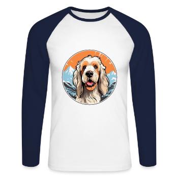 Spinoni Italiani Dog Breed Cartoon Kawaii Watercol - Unisex Long Sleeve Baseball T-Shirt - white/navy - Front - Nik (191cm)