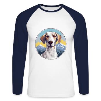 Sloughi Hunderasse Cartoon Kawaii Aquarell - Unisex Baseballshirt langarm - Weiß/Navy - Vorne - Nik (191cm)