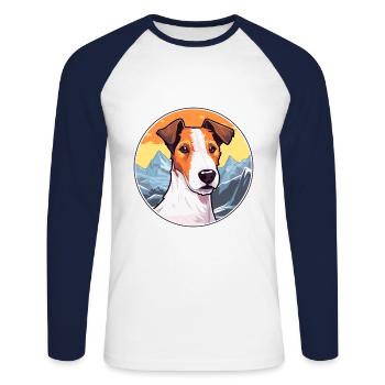 Glatter Foxterrier Hunderasse Cartoon Kawaii Waterc - Unisex Baseballshirt langarm - Weiß/Navy - Vorne - Nik (191cm)