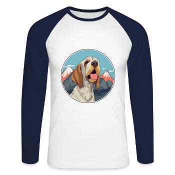 Spinone Italiano Dog Breed Cartoon Kawaii Watercol - Unisex Long Sleeve Baseball T-Shirt - white/navy - Front - Nik (191cm)