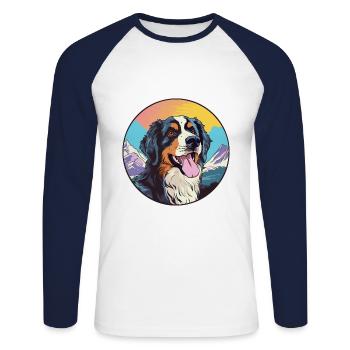 Slovensky Kopov Race De Chien Cartoon Kawaii Watercolo - T-shirt baseball manches longues Homme - blanc/marine - Devant - Nik (191cm)