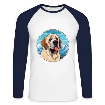 Spanish Mastiff Dog Breed Cartoon Kawaii Watercolo - Unisex Long Sleeve Baseball T-Shirt - white/navy - Front - Nik (191cm)