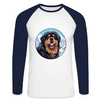 Tibetischer Mastiff Hunderasse Cartoon Kawaii Watercolo - Unisex Baseballshirt langarm - Weiß/Navy - Vorne - Nik (191cm)