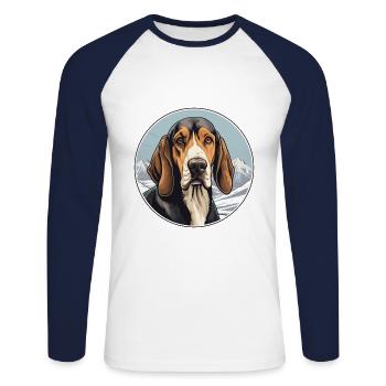 Transylvanian Hound Dog Breed Cartoon Kawaii Water - Unisex Long Sleeve Baseball T-Shirt - white/navy - Front - Nik (191cm)