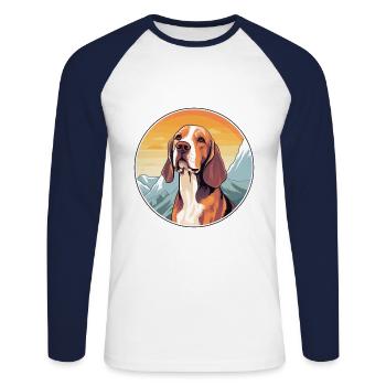 Yugoslavian Hound Dog Breed Cartoon Kawaii Waterco - Unisex Long Sleeve Baseball T-Shirt - white/navy - Front - Nik (191cm)