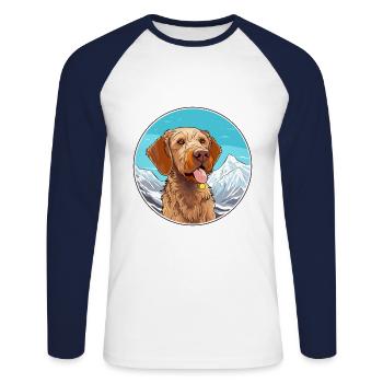 Wirehaired Vizsla Dog Breed Cartoon Kawaii Waterco - Unisex Long Sleeve Baseball T-Shirt - white/navy - Front - Nik (191cm)