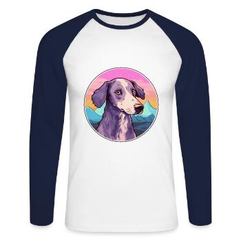 Andalusische Ratte Jagdhund Rasse Cartoon Kawaii Wa - Unisex Baseballshirt langarm - Weiß/Navy - Vorne - Nik (191cm)
