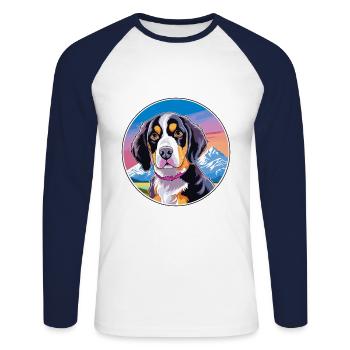 Appenzeller Sennenhund Dog Breed Cartoon Kawaii Wa - Unisex Long Sleeve Baseball T-Shirt - white/navy - Front - Nik (191cm)