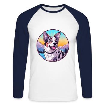 Australian Stumpy Tail Cattle Dog Breed Cartoon Ka - Unisex Long Sleeve Baseball T-Shirt - white/navy - Front - Nik (191cm)
