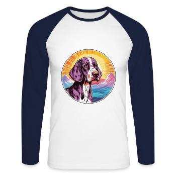 Auvergne Pointer Hunderasse Cartoon Kawaii Watercol - Unisex Baseballshirt langarm - Weiß/Navy - Vorne - Nik (191cm)