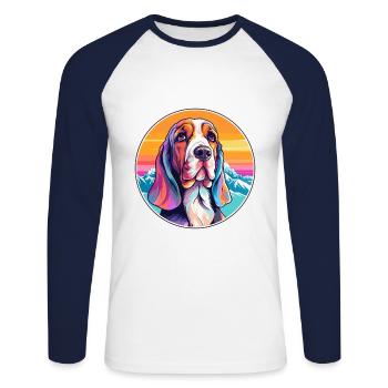 Basset Artesien Normand Dog Breed Cartoon Kawaii W - Unisex Long Sleeve Baseball T-Shirt - white/navy - Front - Nik (191cm)