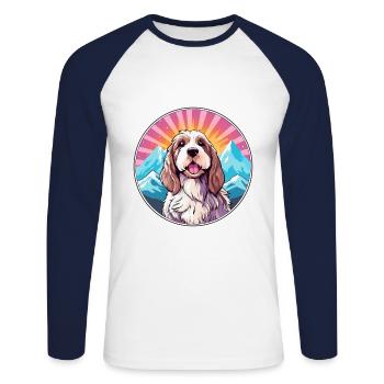 Basset Griffon Vendeen Petit Dog Rasse Cartoon Kaw - Unisex Baseballshirt langarm - Weiß/Navy - Vorne - Nik (191cm)