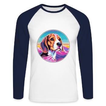 Beagle Kleiner Dufthund Hund Rasse Cartoon Kawaii - Unisex Baseballshirt langarm - Weiß/Navy - Vorne - Nik (191cm)
