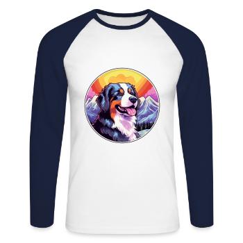 Berner Laufhund Dog Breed Cartoon Kawaii Watercolo - Unisex Long Sleeve Baseball T-Shirt - white/navy - Front - Nik (191cm)