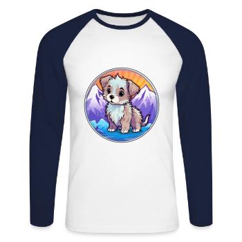 Bleu de Gascogne Petit Dog Rasse Cartoon Kawaii Wa - Unisex Baseballshirt langarm - Weiß/Navy - Vorne - Nik (191cm)
