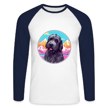 Terrier Russe Noir Race De Chien Cartoon Kawaii Wat - T-shirt baseball manches longues Homme - blanc/marine - Devant - Nik (191cm)