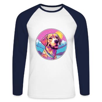 Braque Saint Germain Hunderasse Cartoon Kawaii Wate - Unisex Baseballshirt langarm - Weiß/Navy - Vorne - Nik (191cm)