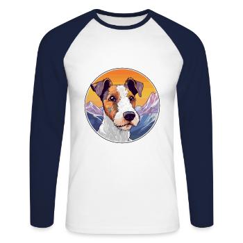 Foxterrier Glatte Hunderasse Cartoon Kawaii Waterc - Unisex Baseballshirt langarm - Weiß/Navy - Vorne - Nik (191cm)