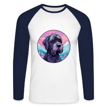Giant Schnauzer Dog Breed Cartoon Kawaii Watercolo - Unisex Long Sleeve Baseball T-Shirt - white/navy - Front - Nik (191cm)