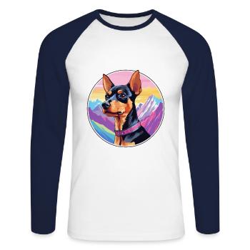 Harlekin Pinscher Hunderasse Cartoon Kawaii Waterc - Unisex Baseballshirt langarm - Weiß/Navy - Vorne - Nik (191cm)