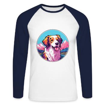 Danois Suédois Farmdog Race Cartoon Kawaii Wa - T-shirt baseball manches longues Homme - blanc/marine - Devant - Nik (191cm)