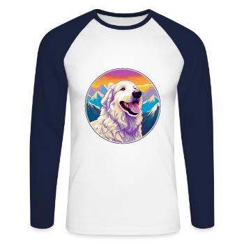 Maremma Sheepdog Dog Breed Cartoon Kawaii Watercol - Unisex Long Sleeve Baseball T-Shirt - white/navy - Front - Nik (191cm)