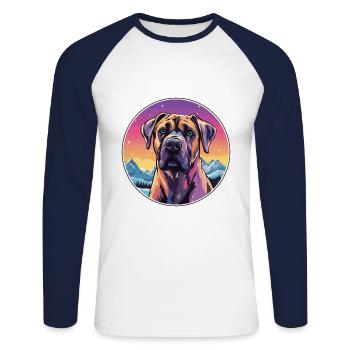 Perro de Presa Canario Hunderasse Cartoon Kawaii Wa - Unisex Baseballshirt langarm - Weiß/Navy - Vorne - Nik (191cm)