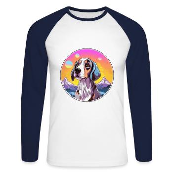 Norwegian Hound Dunker Dog Breed Cartoon Kawaii Wa - Unisex Long Sleeve Baseball T-Shirt - white/navy - Front - Nik (191cm)