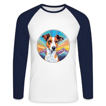 Glatter Foxterrier Hunderasse Cartoon Kawaii Waterc - Unisex Baseballshirt langarm - Weiß/Navy - Vorne - Nik (191cm)