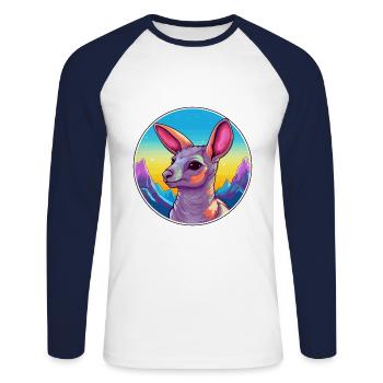 Aardvark Aquarelle Dessin Animé Kawaii Animal Animal Colo - T-shirt baseball manches longues Homme - blanc/marine - Devant - Nik (191cm)