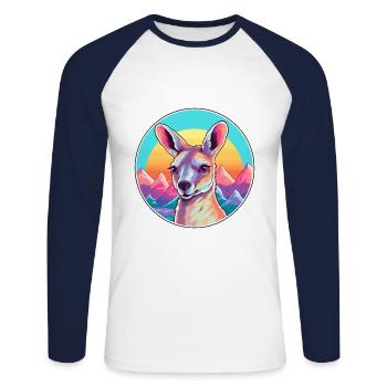 Kangourou Aquarelle Dessin Animé Kawaii Animal Animal Colo - T-shirt baseball manches longues Homme - blanc/marine - Devant - Nik (191cm)