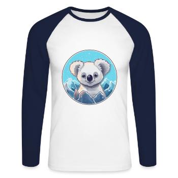 Koala Watercolor Cartoon Kawaii Pet Animal Colorfu - Unisex Long Sleeve Baseball T-Shirt - white/navy - Front - Nik (191cm)