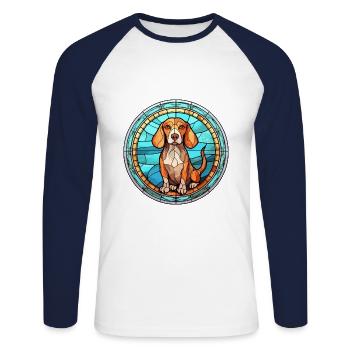 Alpine Dachsbracke Dog Breed Stained Glass Colorfu - Unisex Long Sleeve Baseball T-Shirt - white/navy - Front - Nik (191cm)