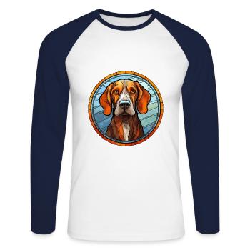 Ariege Pointer Hund Rasse Bunt Glas Bunt Wa - Unisex Baseballshirt langarm - Weiß/Navy - Vorne - Nik (191cm)