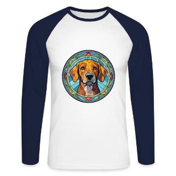 Alano Español chien race vitrail coloré Wat - T-shirt baseball manches longues Homme - blanc/marine - Devant - Nik (191cm)