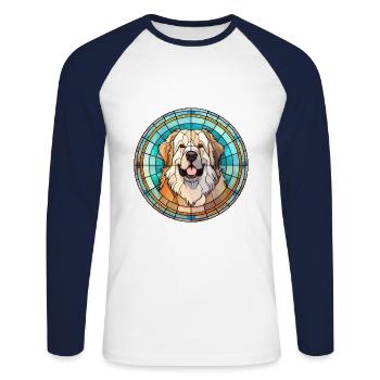 Caucasian Shepherd Dog Breed Stained Glass Colorfu - Unisex Long Sleeve Baseball T-Shirt - white/navy - Front - Nik (191cm)