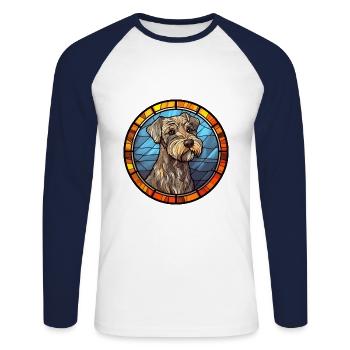 Cesky Terrier Hunderasse Buntes Glas Wat - Unisex Baseballshirt langarm - Weiß/Navy - Vorne - Nik (191cm)
