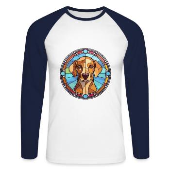 Cimarron Uruguayo Dog Breed Stained Glass Colorful - Unisex Long Sleeve Baseball T-Shirt - white/navy - Front - Nik (191cm)