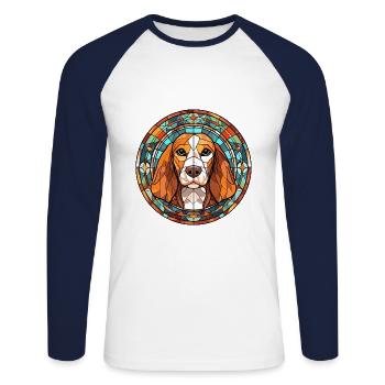 Cao de Gado Transmontano Hunderasse Buntglas C - Unisex Baseballshirt langarm - Weiß/Navy - Vorne - Nik (191cm)