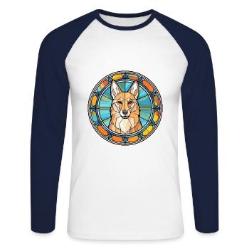 Ostsibirische Laika-Hunderasse Buntglasfarbe - Unisex Baseballshirt langarm - Weiß/Navy - Vorne - Nik (191cm)